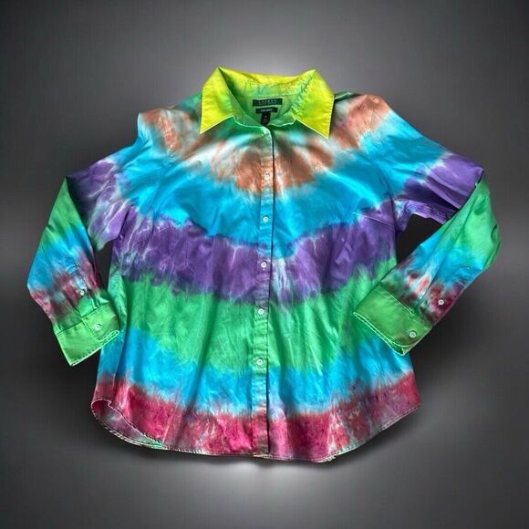 Ralph Lauren Size 1X‎ Womens 100% cottin Collared Long Sleeve Button Up Not Iron - Picture 1 of 10